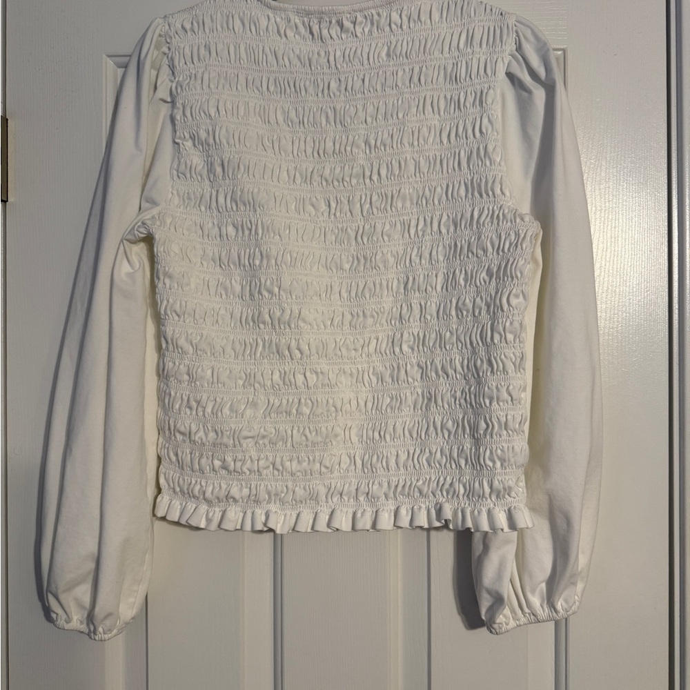 LOFT Women's Cream Smocked Blouse Size Large - Picture 3 of 4